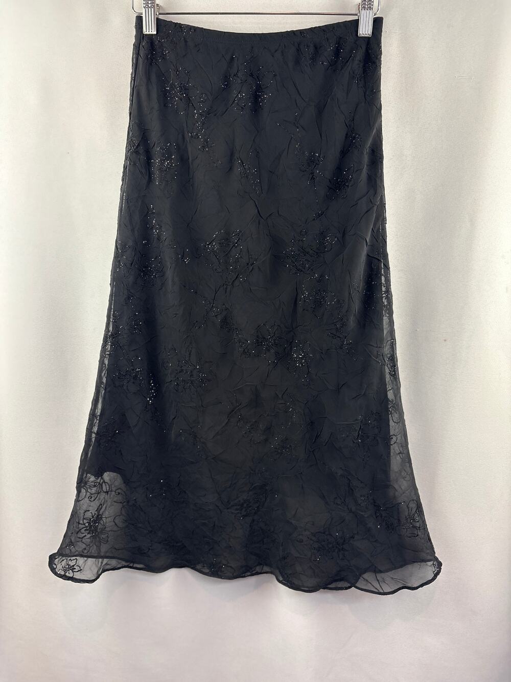 Women’s No Appt. Necessary Small Black Sparkly Midi Skirt